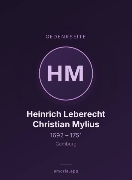 Gedenkportrait von Heinrich Leberecht Christian Mylius