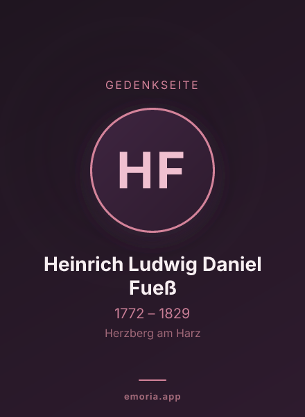 Gedenkportrait von Heinrich Ludwig Daniel Fueß