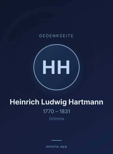 Gedenkportrait von Heinrich Ludwig Hartmann