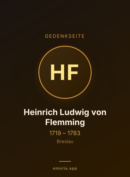 Gedenkportrait von Heinrich Ludwig von Flemming