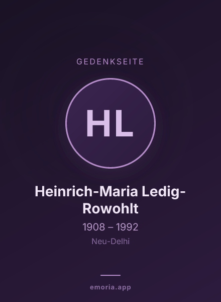 Gedenkportrait von Heinrich-Maria Ledig-Rowohlt