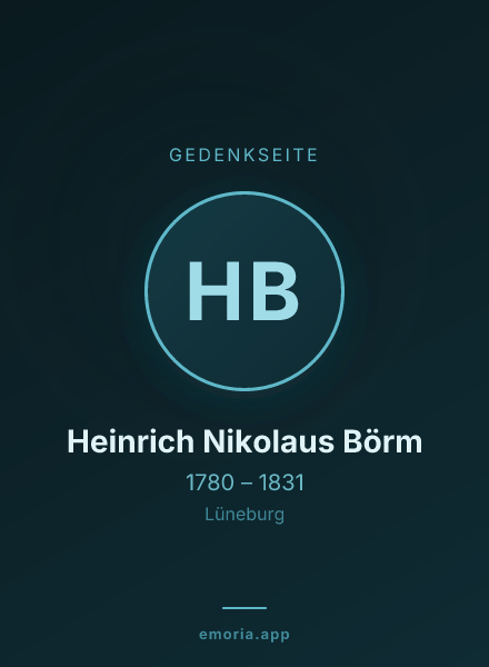 Gedenkportrait von Heinrich Nikolaus Börm