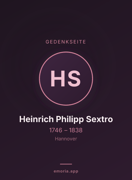 Gedenkportrait von Heinrich Philipp Sextro
