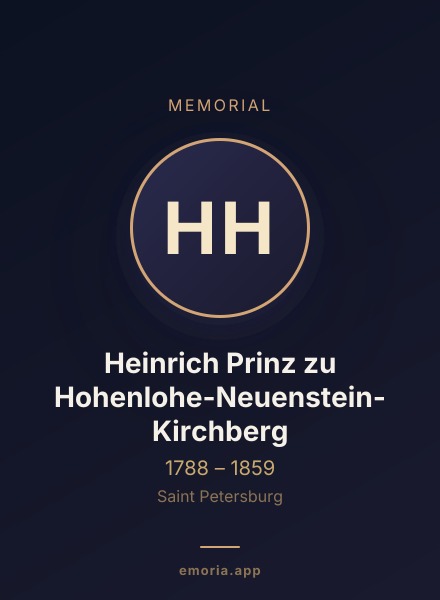 Memorial portrait of Heinrich Prinz zu Hohenlohe-Neuenstein-Kirchberg