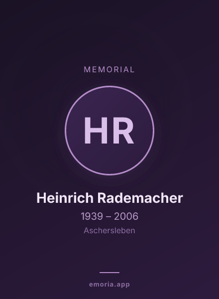 Memorial portrait of Heinrich Rademacher