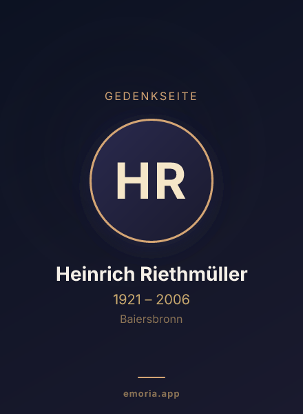 Gedenkportrait von Heinrich Riethmüller
