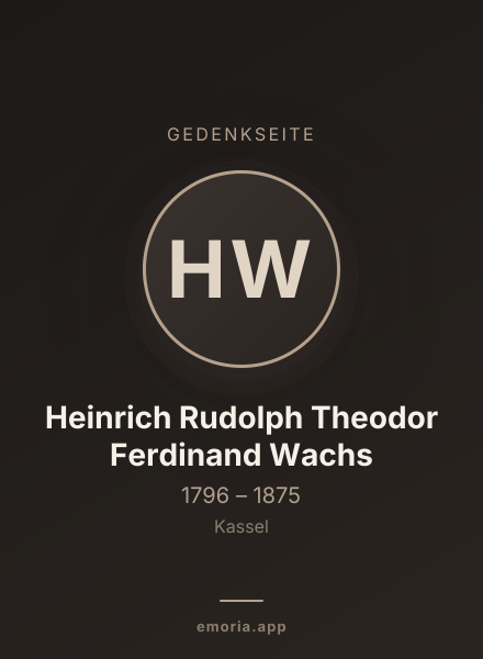 Gedenkportrait von Heinrich Rudolph Theodor Ferdinand Wachs