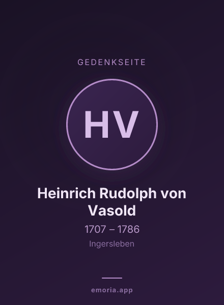 Gedenkportrait von Heinrich Rudolph von Vasold