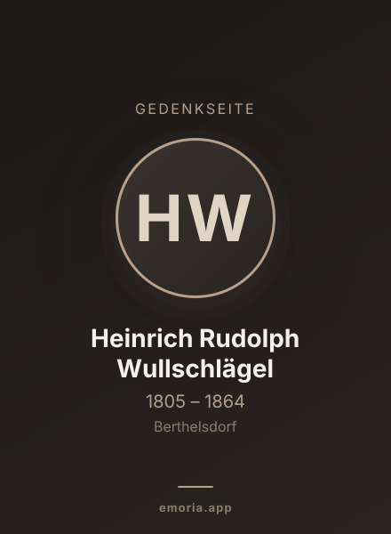 Gedenkportrait von Heinrich Rudolph Wullschlägel