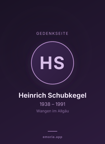 Gedenkportrait von Heinrich Schubkegel