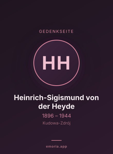 Gedenkportrait von Heinrich-Sigismund von der Heyde