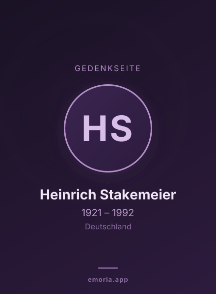 Gedenkportrait von Heinrich Stakemeier