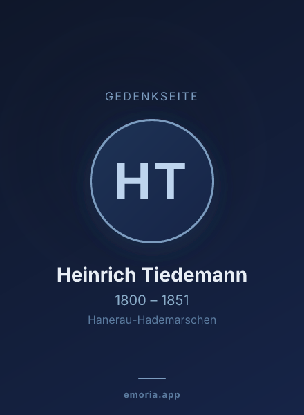 Gedenkportrait von Heinrich Tiedemann