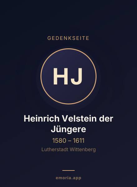 Gedenkportrait von Heinrich Velstein der Jüngere