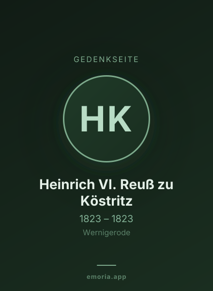 Gedenkportrait von Heinrich VI. Reuß zu Köstritz