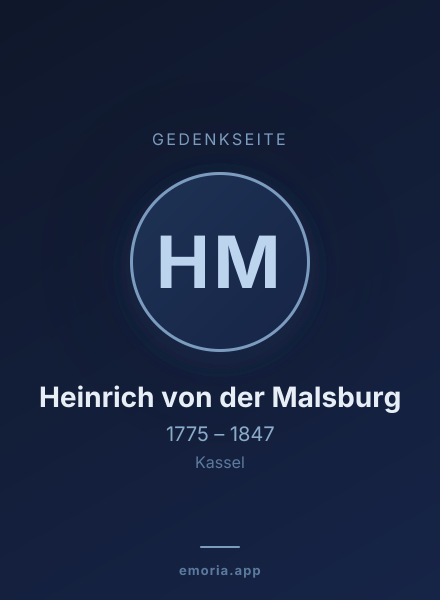 Gedenkportrait von Heinrich von der Malsburg