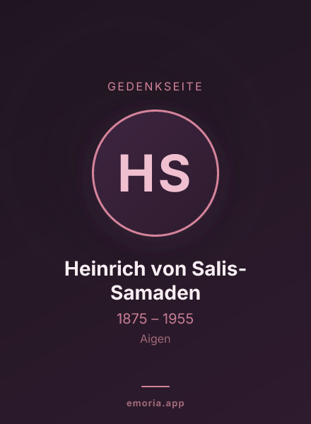 Gedenkportrait von Heinrich von Salis-Samaden