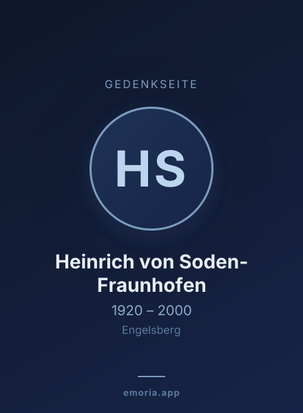 Gedenkportrait von Heinrich von Soden-Fraunhofen