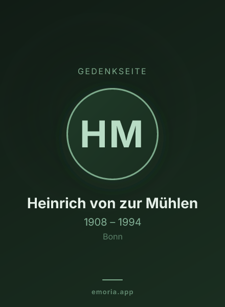 Gedenkportrait von Heinrich von zur Mühlen