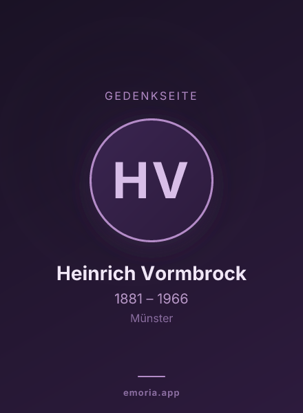 Gedenkportrait von Heinrich Vormbrock