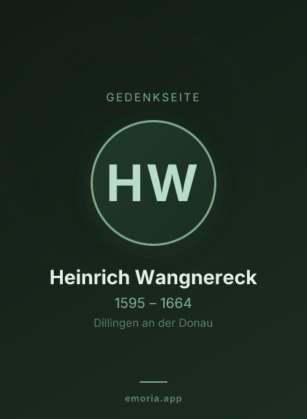 Gedenkportrait von Heinrich Wangnereck