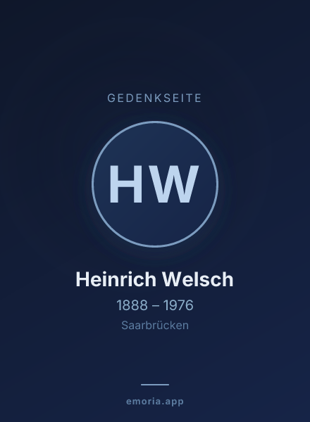 Gedenkportrait von Heinrich Welsch