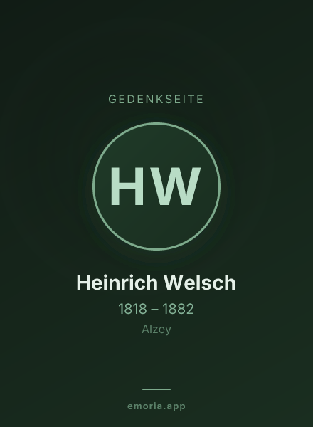 Gedenkportrait von Heinrich Welsch