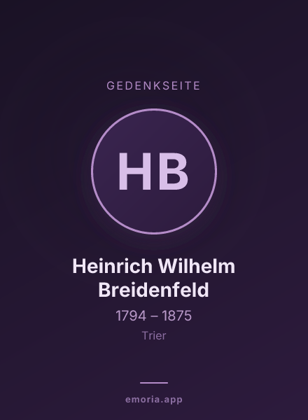Gedenkportrait von Heinrich Wilhelm Breidenfeld