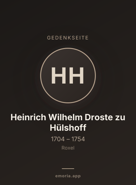 Gedenkportrait von Heinrich Wilhelm Droste zu Hülshoff
