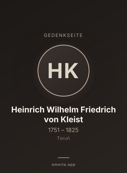 Gedenkportrait von Heinrich Wilhelm Friedrich von Kleist
