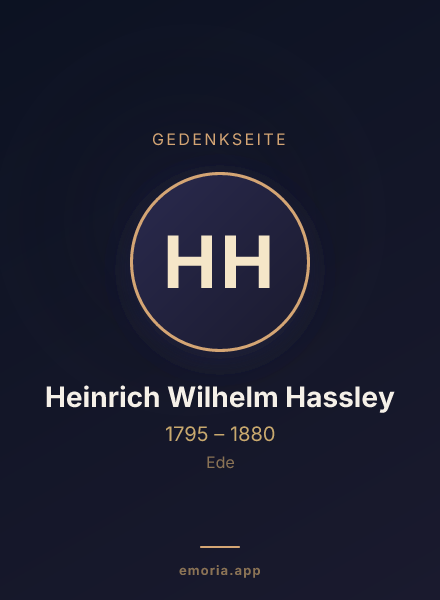 Gedenkportrait von Heinrich Wilhelm Hassley