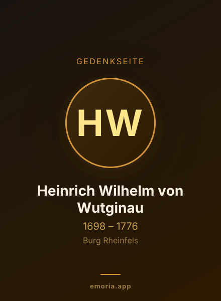 Gedenkportrait von Heinrich Wilhelm von Wutginau