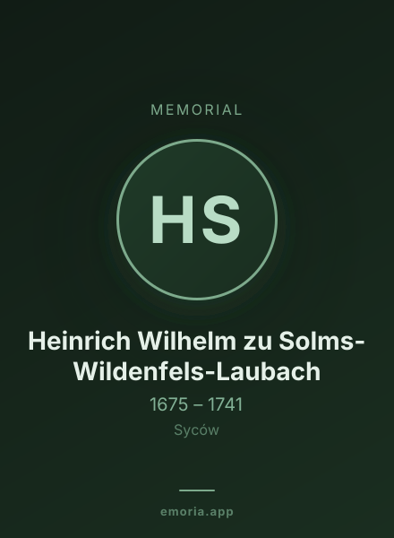 Memorial portrait of Heinrich Wilhelm zu Solms-Wildenfels-Laubach