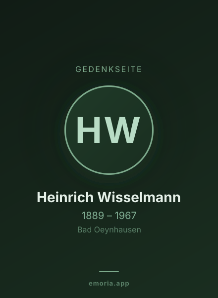 Gedenkportrait von Heinrich Wisselmann