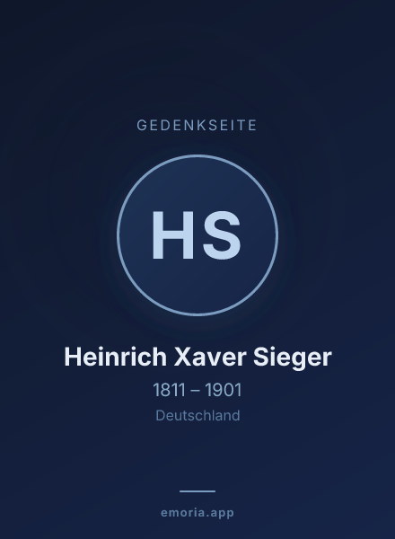 Gedenkportrait von Heinrich Xaver Sieger