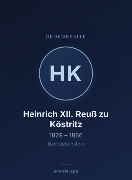 Gedenkportrait von Heinrich XII. Reuß zu Köstritz