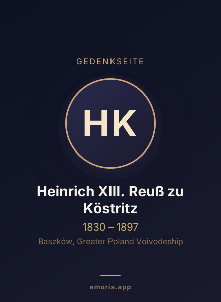 Gedenkportrait von Heinrich XIII. Reuß zu Köstritz