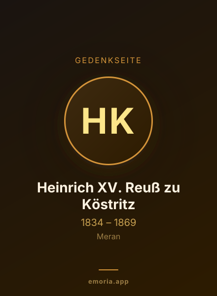 Gedenkportrait von Heinrich XV. Reuß zu Köstritz