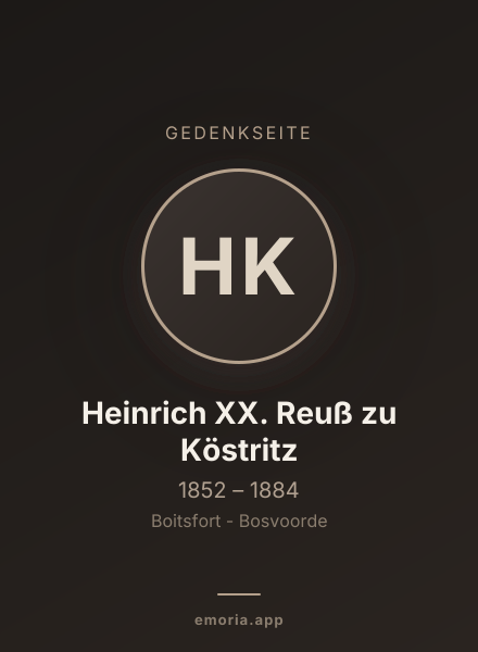 Gedenkportrait von Heinrich XX. Reuß zu Köstritz