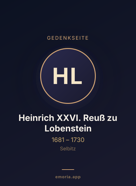 Gedenkportrait von Heinrich XXVI. Reuß zu Lobenstein