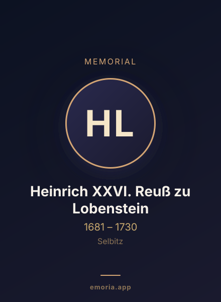 Memorial portrait of Heinrich XXVI. Reuß zu Lobenstein