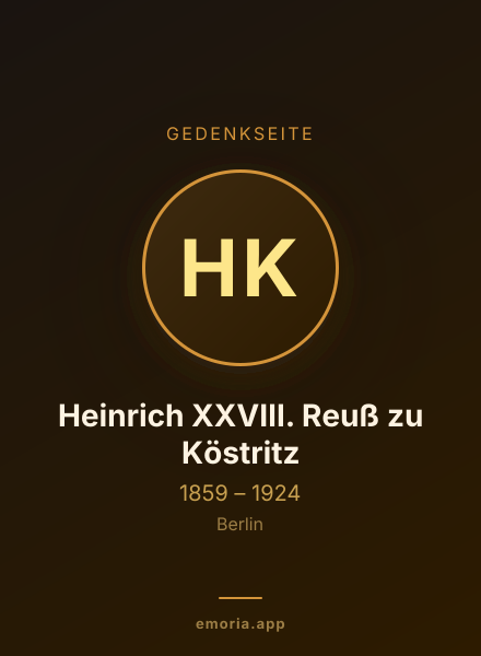 Gedenkportrait von Heinrich XXVIII. Reuß zu Köstritz