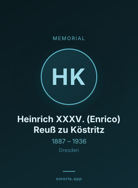Memorial portrait of Heinrich XXXV. (Enrico) Reuß zu Köstritz