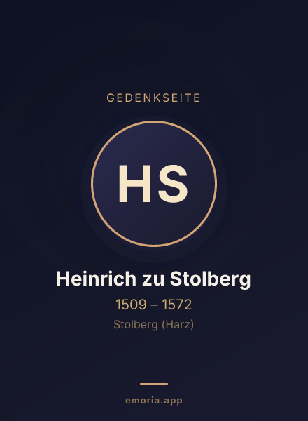 Gedenkportrait von Heinrich zu Stolberg