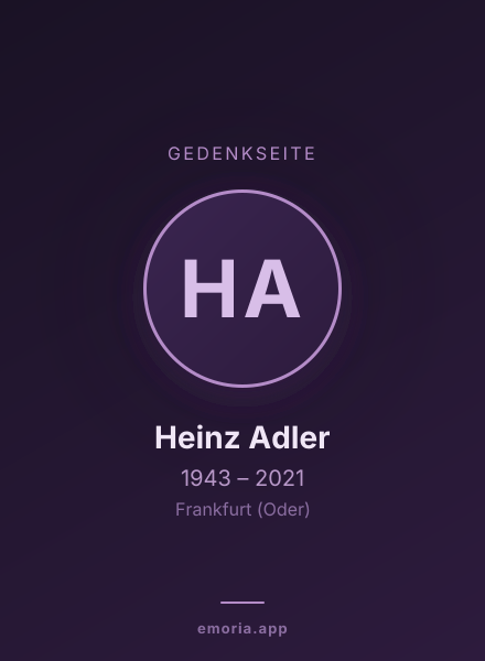Gedenkportrait von Heinz Adler