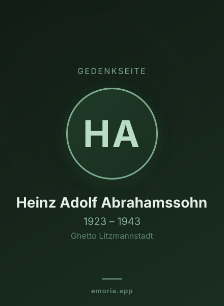 Gedenkportrait von Heinz Adolf Abrahamssohn