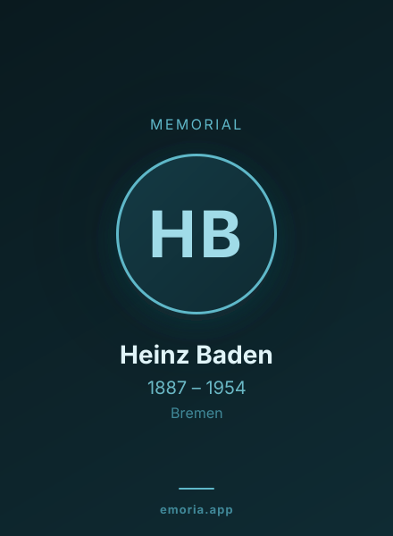 Memorial portrait of Heinz Baden