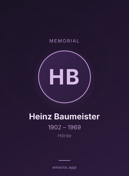 Memorial portrait of Heinz Baumeister