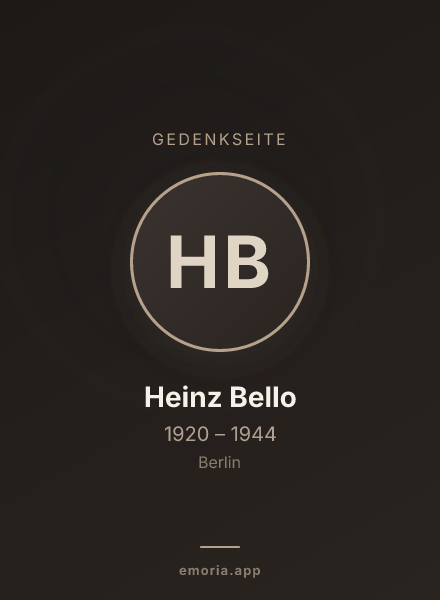 Gedenkportrait von Heinz Bello