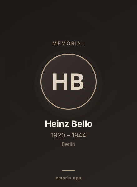 Memorial portrait of Heinz Bello